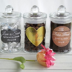 Wedding Favor Jars The Perfect Blend Custom Wedding Favor Labels Stickers Candy Coffee Favors w Personalized Labels Candy Jar Wedding Favors