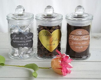 Wedding Favor Jars The Perfect Blend Custom Wedding Favor Labels Stickers Candy Coffee Favors w Personalized Labels Candy Jar Wedding Favors
