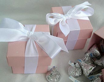 Personalized Favor Box Blush Pink Favor Box w Ribbon Turquoise Silver Navy Gold Wedding Favor Box w Custom Tag Shower Favors Birthday Favors