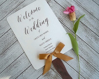 Benutzerdefinierte Hochzeitsfächer Personalisiertes Hochzeitsprogramm Fans Hochzeitsfächer Favor Kraft Light Peach Benutzerdefinierte Hochzeitsfächer Rustikale Fans komplett montiert