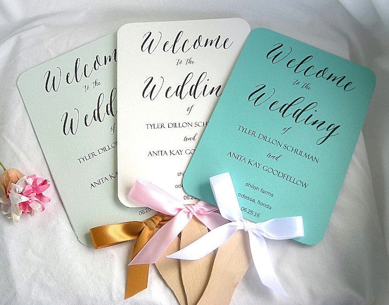 Wedding Program Fans Rustic Wedding Favors One of a Kind Wedding Program Fan Assembled My Wedding Store Countryside Cottage Party Programs