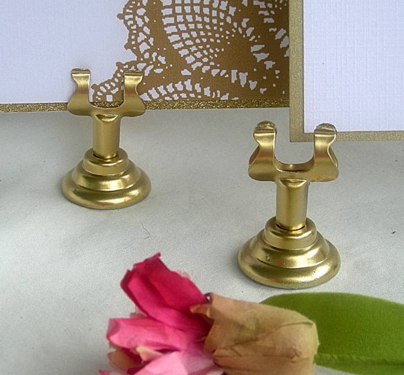 Gold Place Card Holders Wedding Table Number Holders Menu Etsy Gold Place Card Holders Wedding Table Number Holders Menu Etsy