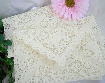 Lace Envelopes Doily Lace Envelopes Custom Wedding Envelopes Lace Wedding Envelopes Lace Wedding Invitation Paper Lace Envelopes White Ivory