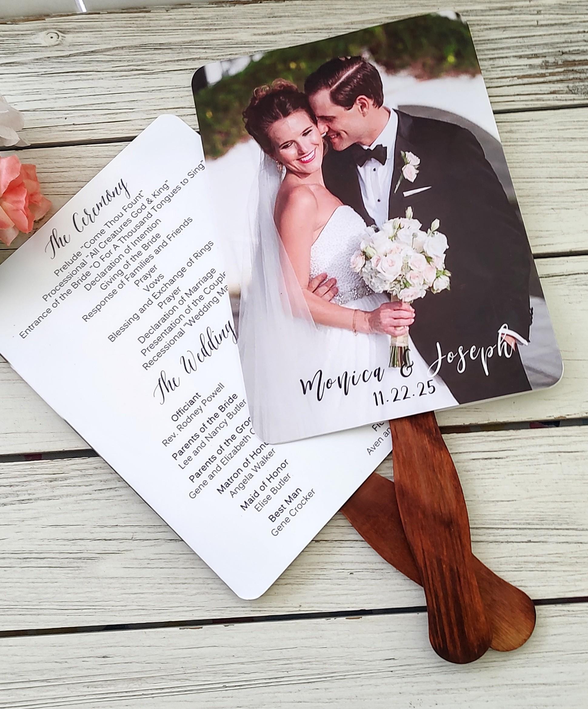 Custom Wedding Fans Printed & Fully assembled wedding Program Personalized Wedding Program Fans Custom Wedding Photo or graduation fans