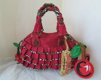 Betsey Johnson Ur Cheetah Heart Fanny Pack Cute Accessory Bag in Red Plaid Cheetah Print Heart Detail