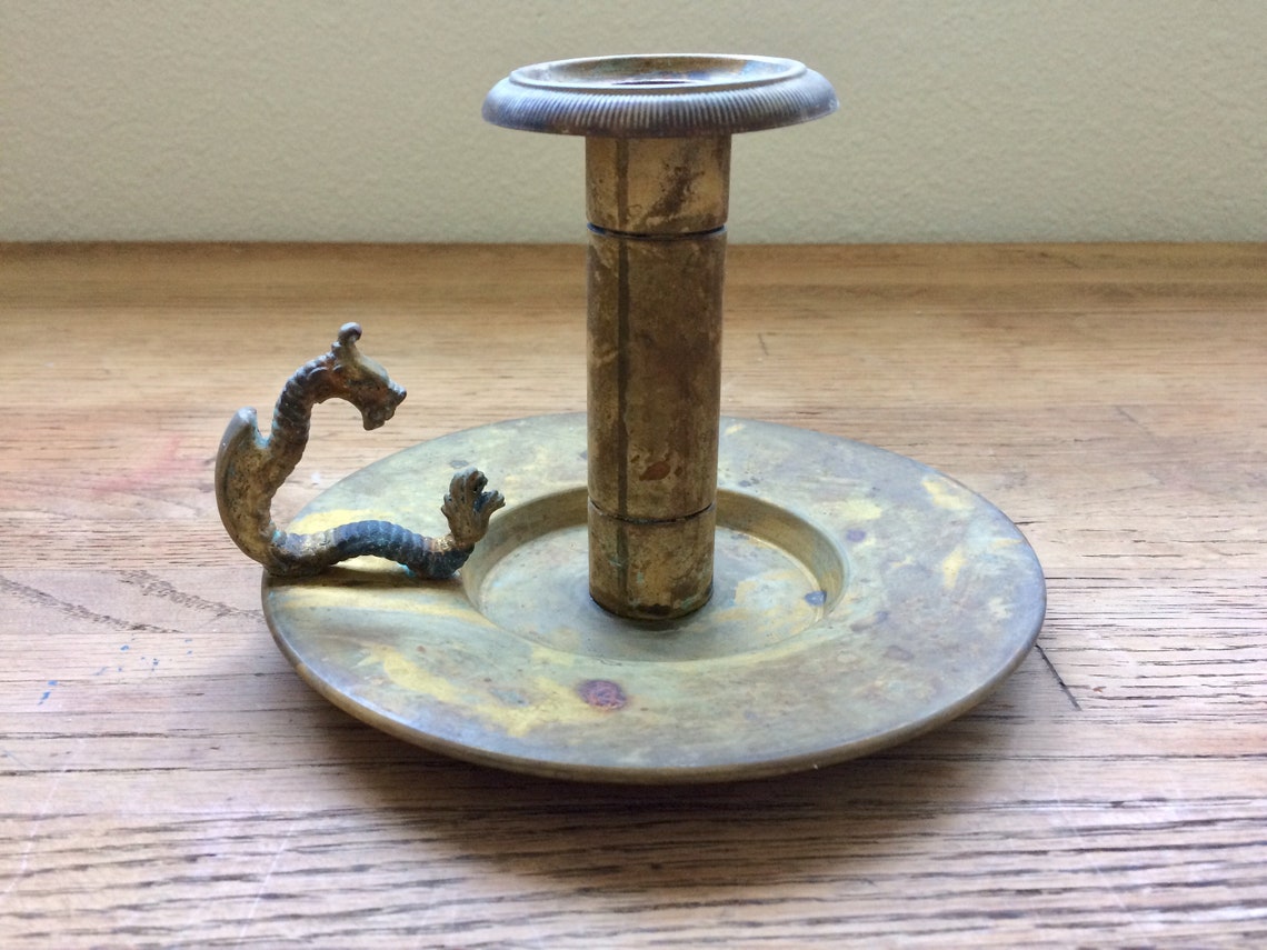 Antique Brass Dragon Candlestick Holders Vintage Brass Dragon Etsy