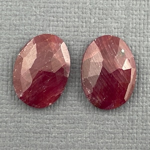 Ruby Rose Cut Cabochon Pair | Natural Corundum Gemstone | 13mm x 10mm | RU425