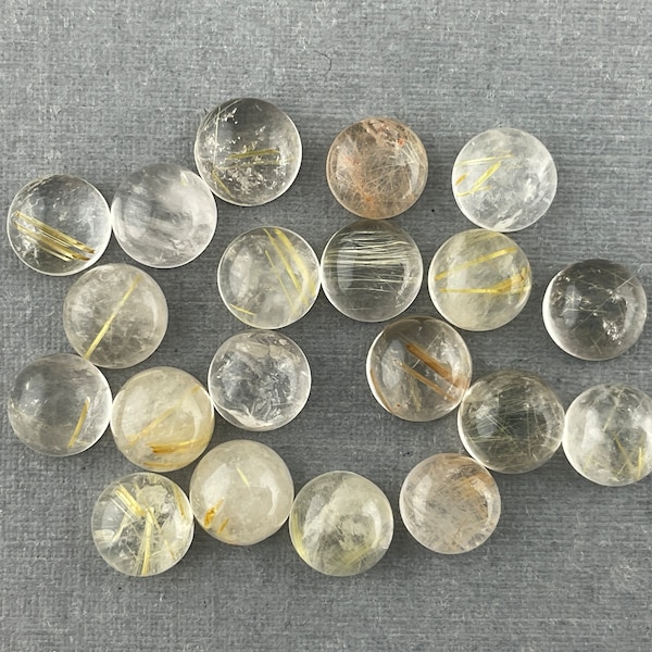 Gold Rutile Quartz Round Cabachons | Natural Loose Gemstone |  QU516