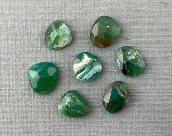 Gem Silica Rose Cut Lot | Chrysocolla in Chalcedony | Natural Loose Gemstone | CH112