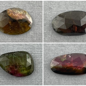 Large Bi-Color Tourmaline Rose Cut Cabochons | 4.5+ carats | Loose Natural Gemstone | TO333