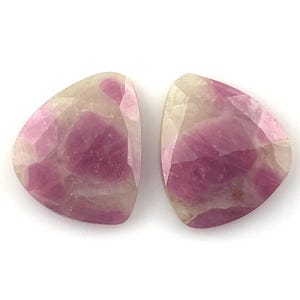 Inbegrepen kwartspaar met robijn | Natuurlijke losse edelsteen roosgeslepen |  RC105