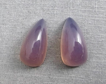 Natürliches Flieder Chalcedon Paar | 15x20 |  Birnen-Transparent-Cabochons | P192
