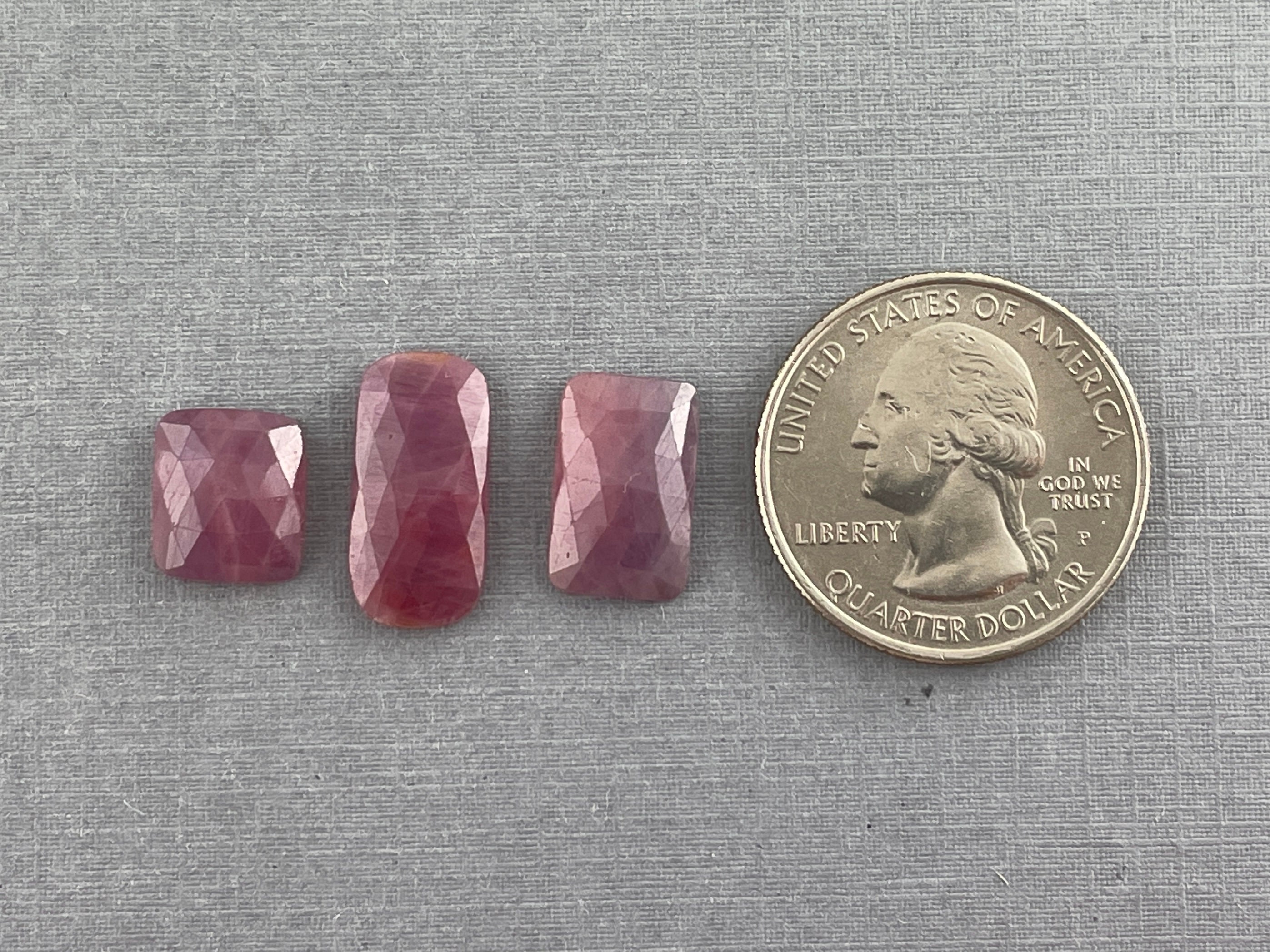 Purple Pink Sapphires Rose Cut Rectangle Shaped Gemstones Etsy