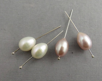 Exceptional Pearl Pairs | Drilled-Through with a drop shape | Ivory, Peach, or Pink