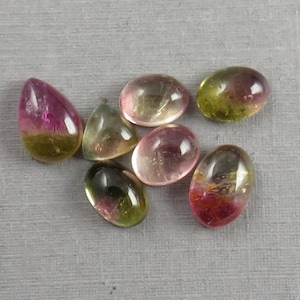 Watermelon Tourmaline Cabochon Lot, Pink and Green Loose Natural Gemstones, 9.3 carats | TO562