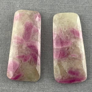 Ruby Included Quartz Pair | 26x12 mm | Rose Cut Natural Loose Gemstone |  RC101