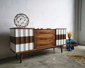 Mid Century Dresser with Custom Design:  — SAMPLE