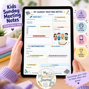 Notizen zum Sonntagsgottesdienst für Kinder | Druckbares Sonntagsstudienjournal (Digitales PDF)