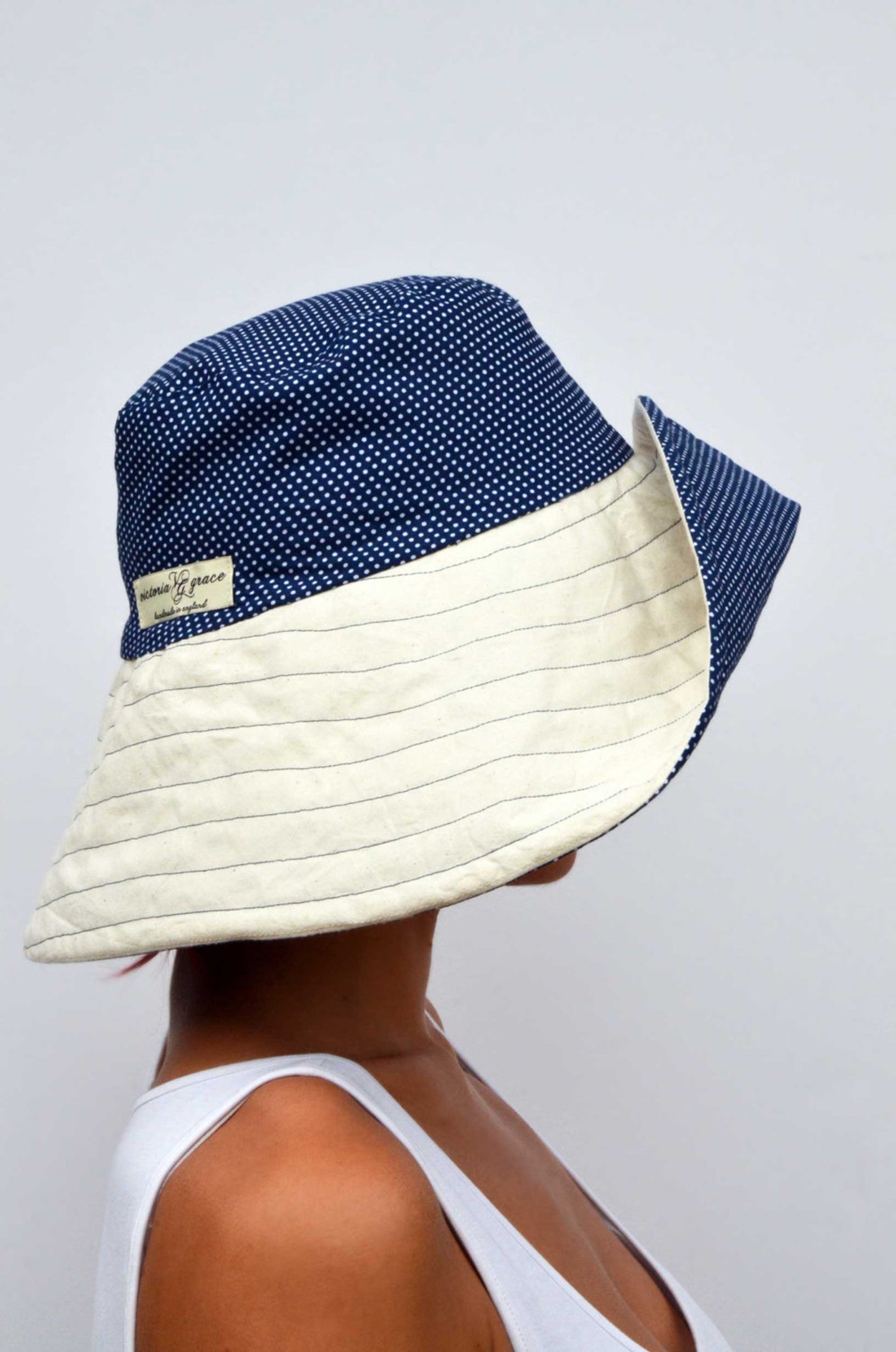 Wide brimmed summer hat sun hat XL hat XXL hat reversible Etsy