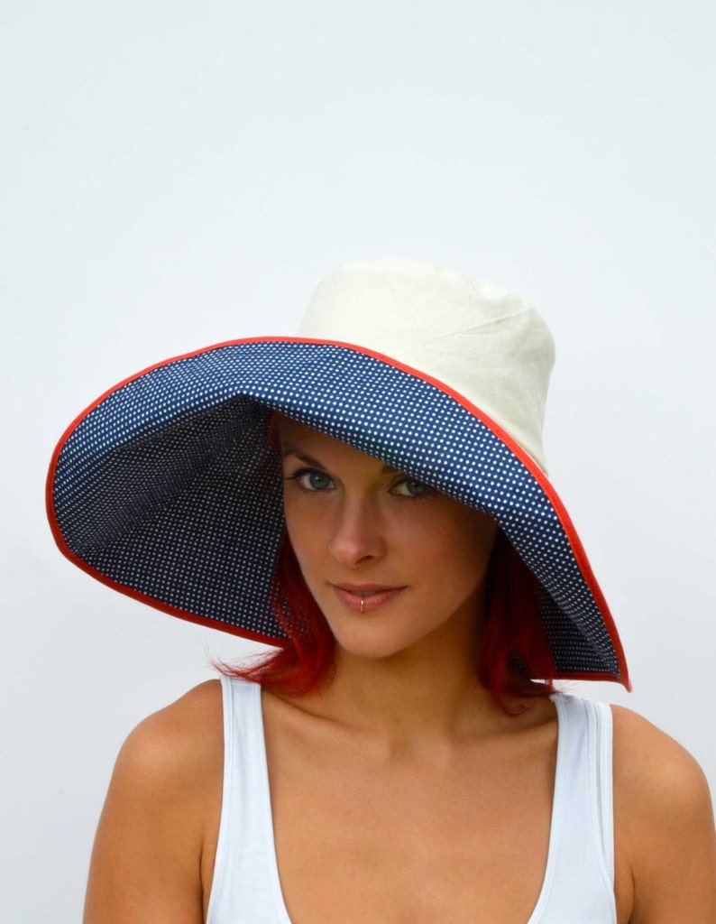 Wide brimmed sun hat summer hat XL hat XXL hat reversible Etsy