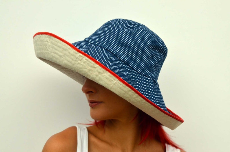 Wide brimmed sun hat summer hat XL hat XXL hat reversible Etsy