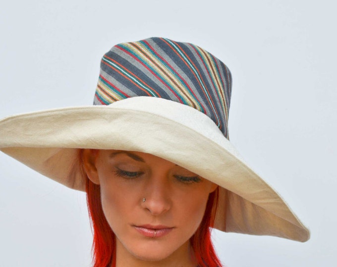 Wide Brim Cream Hat Summer Hat Floppy Hat Reversible Hat Etsy