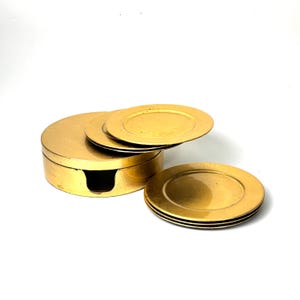 Set of 6 Gilt Gold Coasters in Box