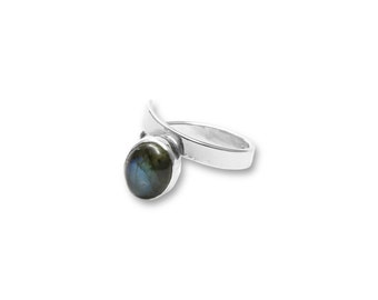 Labradorite Ring, Sterling Silver Adjustable Ring, Adjustable Gemstone Ring, Silver Labradorite Jewellery