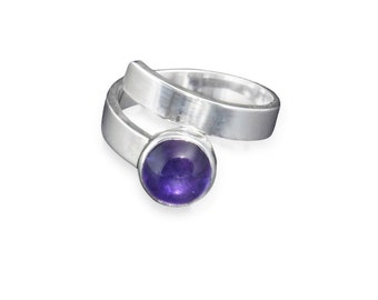 Amethyst Ring, Sterling Silver Adjustable Ring, Adjustable Gemstone Ring, Silver February Birthstone Ring
