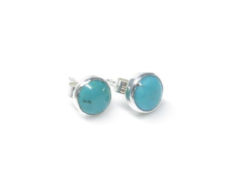 6mm Turquoise Earrings, Sterling Silver Studs, December Birthstone Earrings, Turquoise Stud Earrings, Gemstone Jewellery