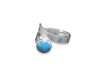 Turquoise Ring, Sterling Silver December Birthstone Jewellery, Turquoise Adjustable Gemstone Ring