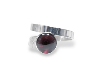 Garnet Ring, Sterling Silver January Birthstone Jewellery, Garnet Adjustable Gemstone Ring