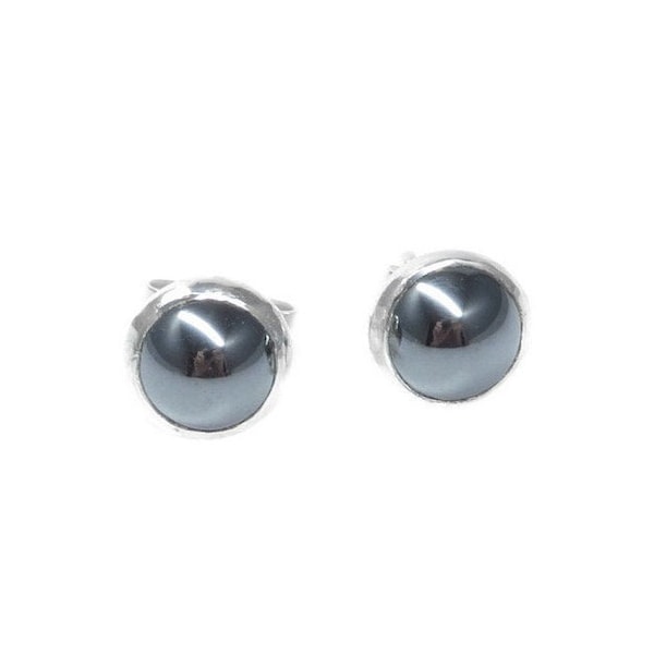 Hematite Stud Earrings, Sterling Silver Hematite Earrings, Silver Gemstone Stud Earrings, Natural Hematite Jewellery