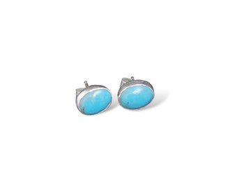 Turquoise Earrings, Sterling Silver Studs, December Birthstone Earrings, Turquoise Stud Earrings, Gemstone Jewellery