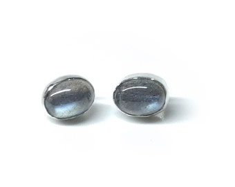 Labradorite Stud Earrings, Sterling Silver Labradorite Earrings, Silver Gemstone Stud Earrings, Natural Labradorite Jewellery