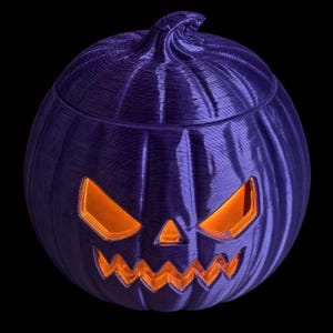 Mini Jack O Lantern with LED Tea Light | 3D Printed Color Pumpkin | Halloween Decor