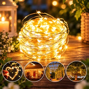 LED-lichtsnoeren op USB-koperdraad, sfeerverlichting voor bruiloften, slaapkamers, feesten en decoraties.