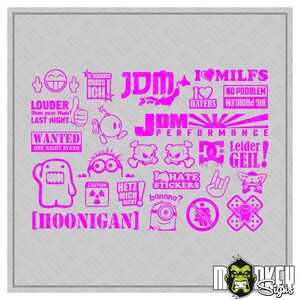 25 pegatinas JDM Drifter 1:10, juego de calcomanías para coches RC, tuning, carreras y construcción de modelos, color rosa.