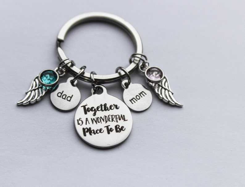 Mom and Dad Memorial Gifts Mom and Dad Mom and Dad Loss Together is a Wonderful Place to Be Keychain Dad and Mom Sympathy Gifts