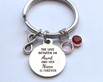 Auntie Birthday Gift Aunt Niece Nephew Gifts The Love Bewteen an Aunt and Niece is Forever Keychain