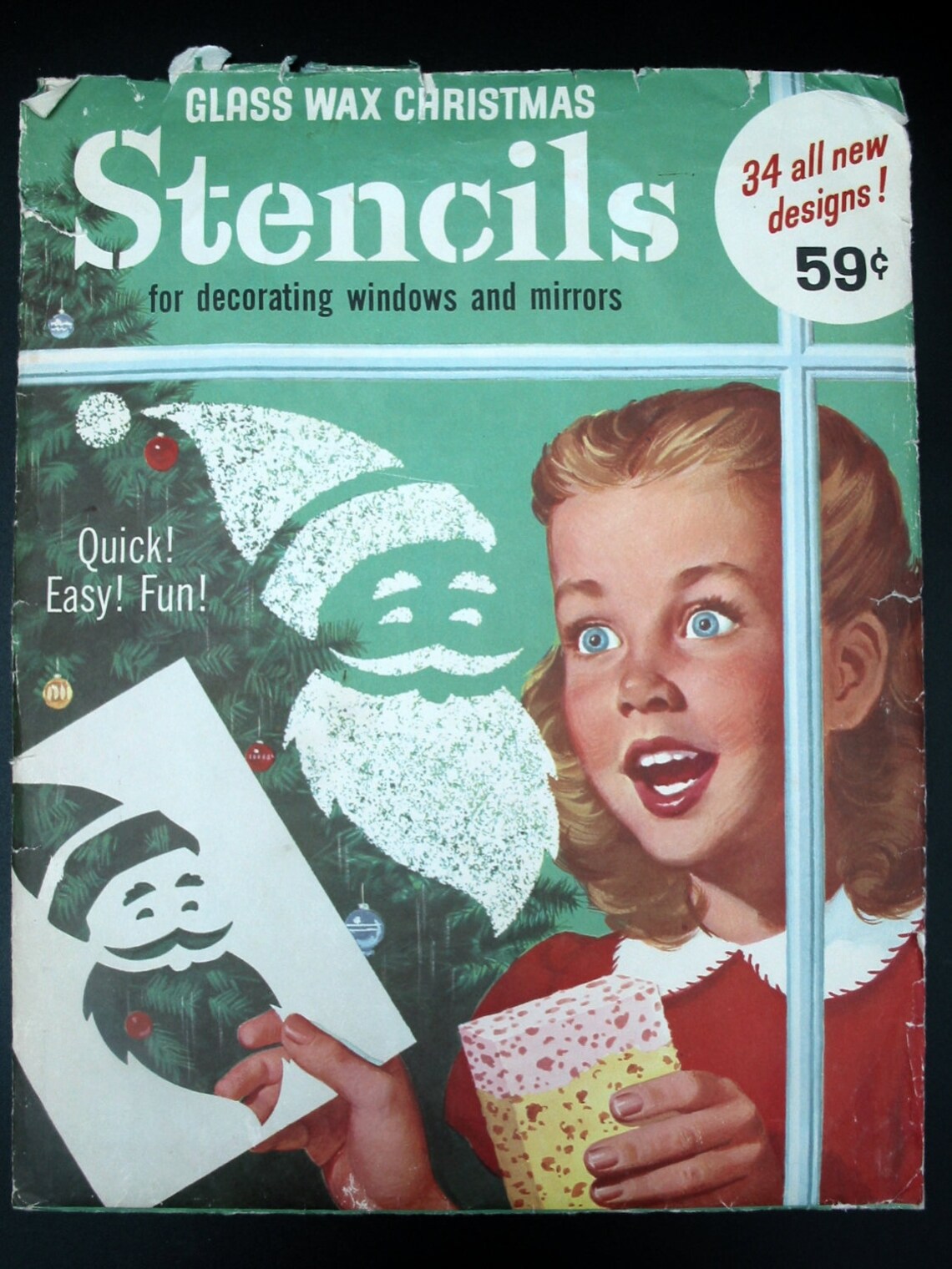Vintage Glass Wax Christmas Stencils for Decorating Windows Etsy