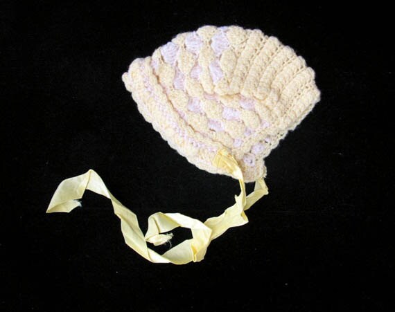 Crocheted Baby Sweater and Bonnet | Yellow and Wh… - image 4