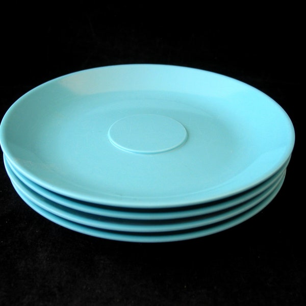 4 Florence by Prolon Turquoise Melmac Melamine Saucers Vintage 1960s Set of 4