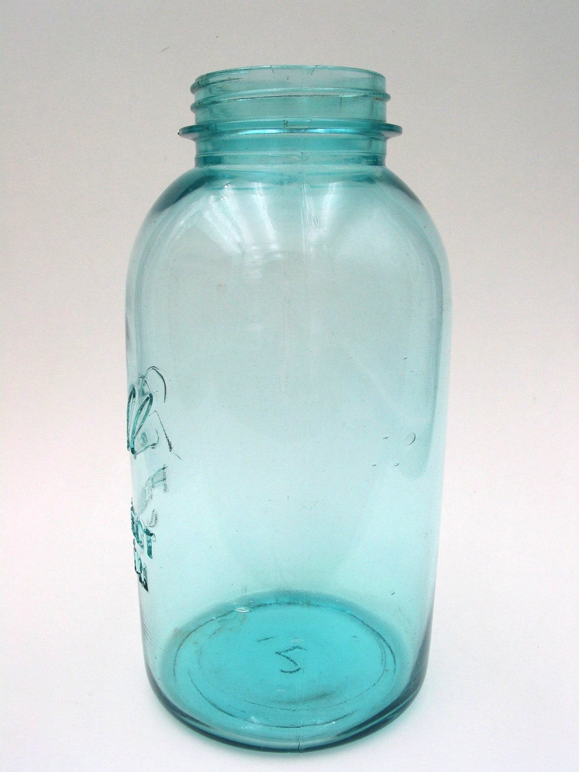 Large Antique Blue Mason Jar Half Gallon Aqua Glass Jar Etsy