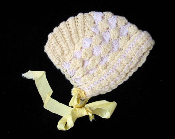 Crocheted Baby Sweater and Bonnet | Yellow and Wh… - image 2