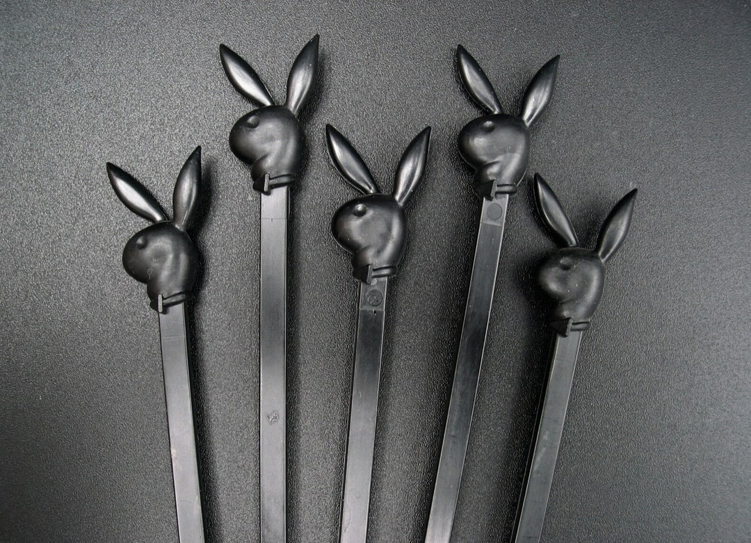 Playboy Bunny Swizzle Sticks in Matte Black 5 Piece Set Etsy