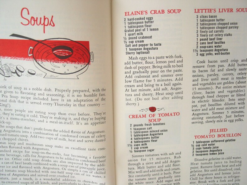 1964 The Angostura Cook Book Angostura Bitters Recipes Etsy