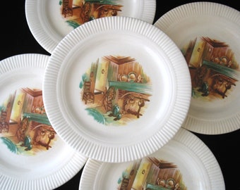 5 Salem China Colonial Fireside Bread Plates | Set of 5 | Vintage 1940s | Victory Shape