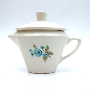 Sabin China Blue Poppy Mini Teapot Vintage 1950s | Blue Flower Teapot with Lid | Mid Century