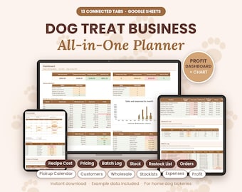 Dog Treat Business Planner, Dog Bakery Spreadsheet, All in One Tracker